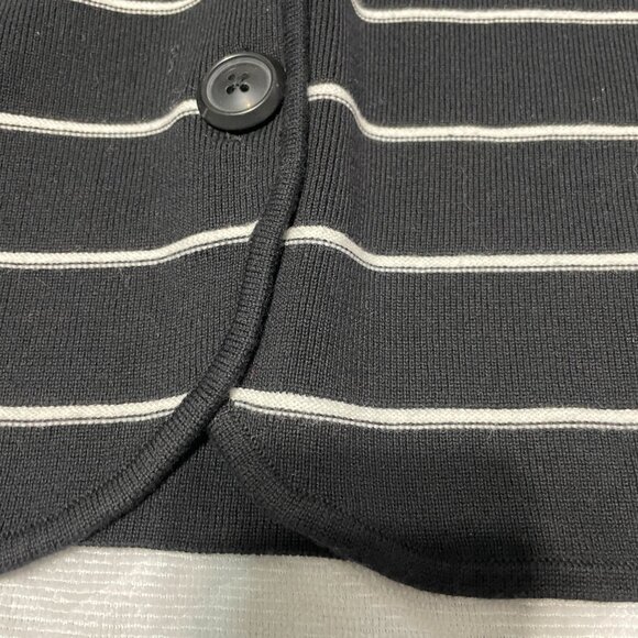 Jones New York Women’s Cotton Button-Up Striped Black Sweater - Picture 7 of 16